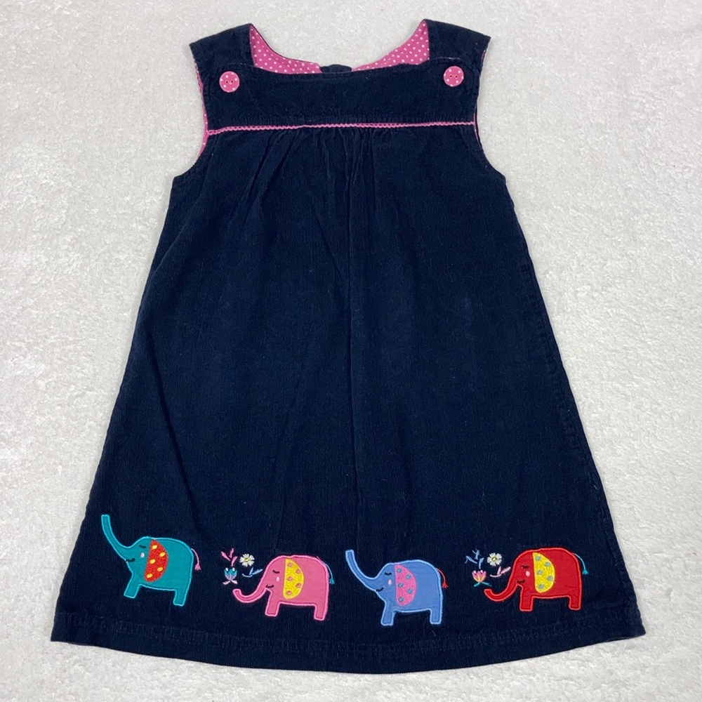 Jojo Maman Bebe navy corduroy elephant jumper 5/6 girls